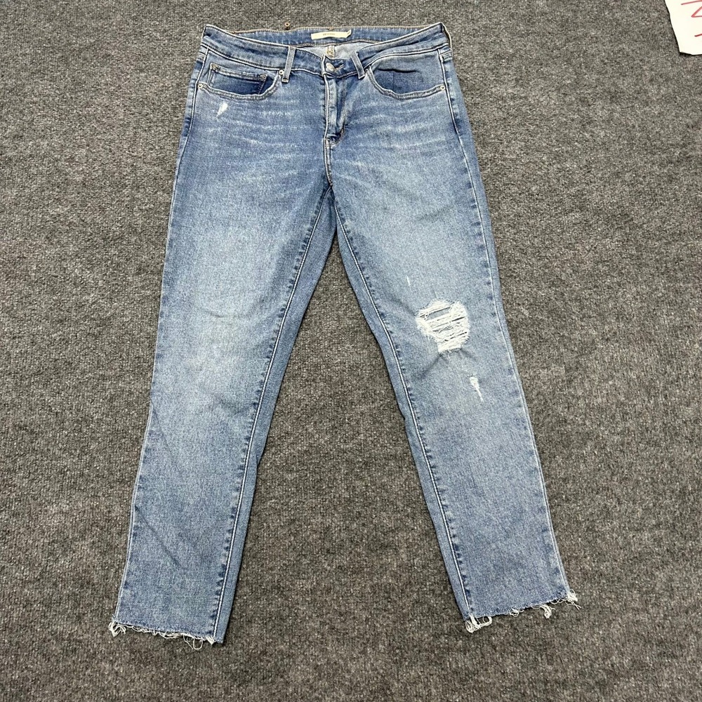Levi's Jeans Womens Size 30 Blue 711 Skinny Distressed Raw Hem Denim Medium Wash
